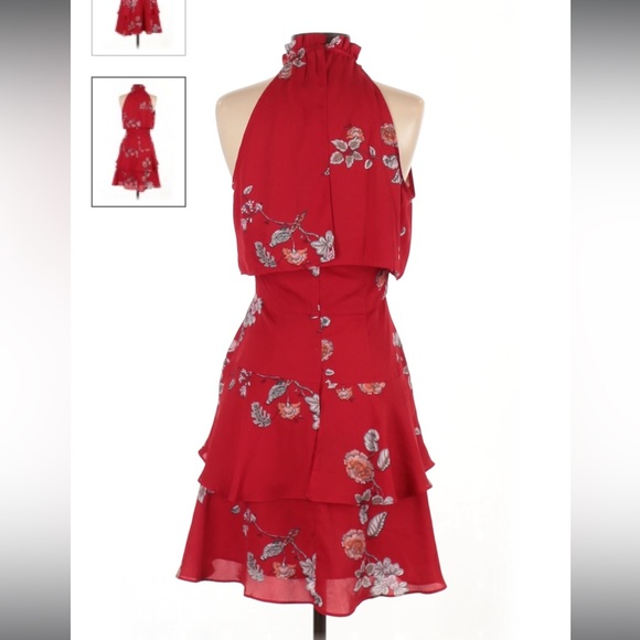 Like New Womens BB Dakota red floral dress. Open back detailing NWOT - Picture 2 of 5